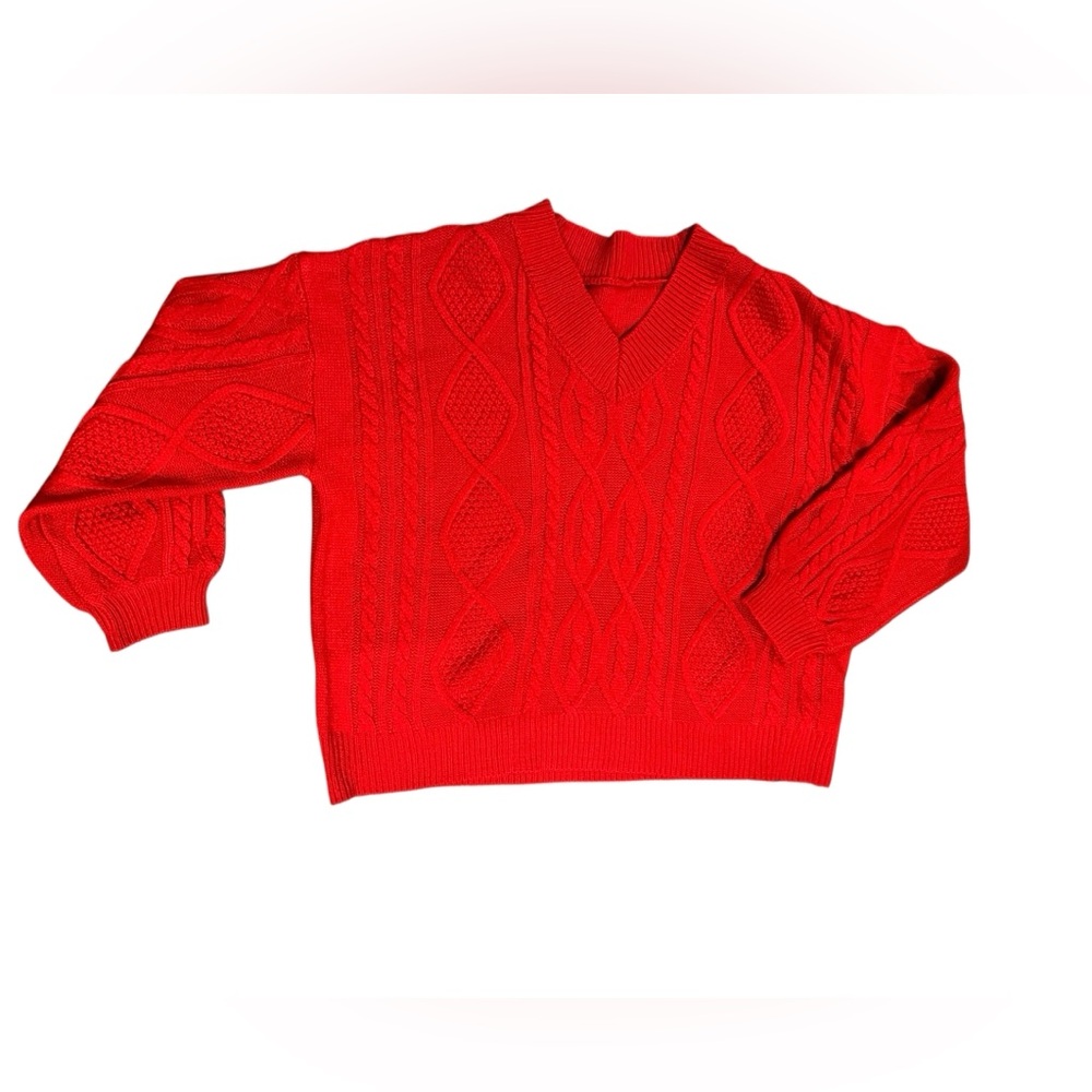 Cupshe V-Neck Sweater in Vibrant Red